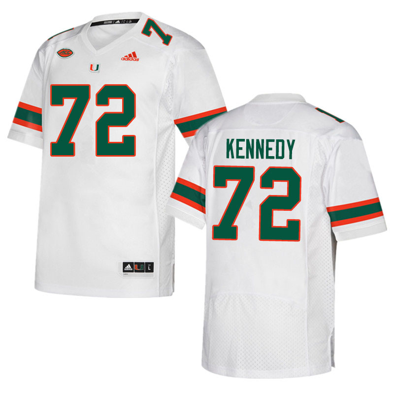 Adidas Miami Hurricanes #72 Tommy Kennedy College Football Jerseys Sale-White